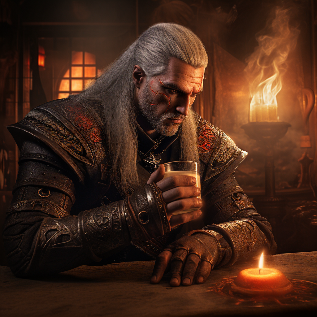 Geralt enjoying a cup of Nespresso coffee