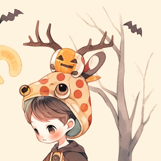 Children's illustration of cute Gerenuk Trick-or-Treating