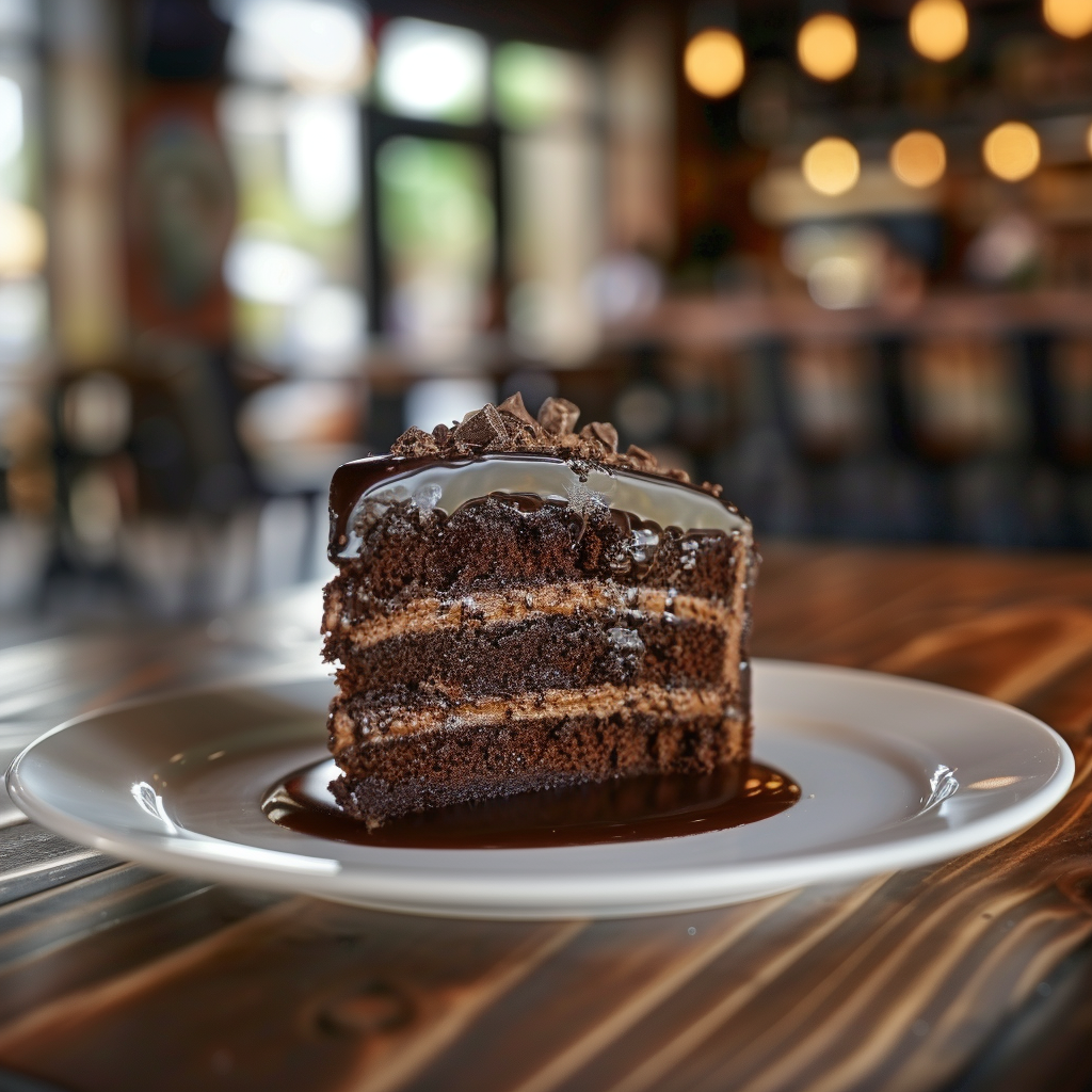 German Chocolate Cake on Wooden Table