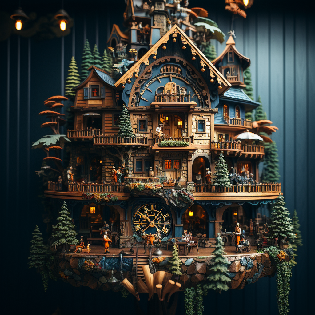 Inside view of a German cuckoo clock