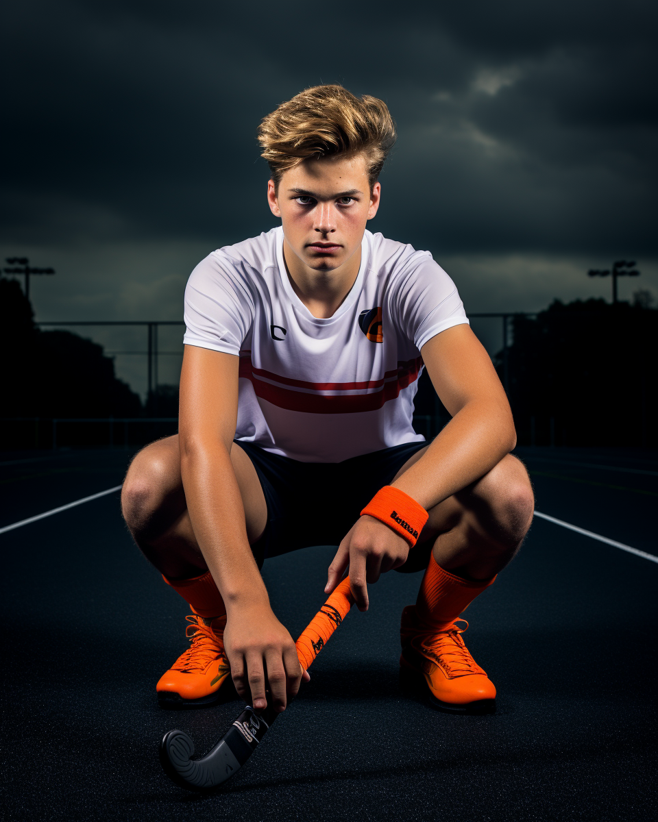 German Male Hockey Player in Field Hockey Game