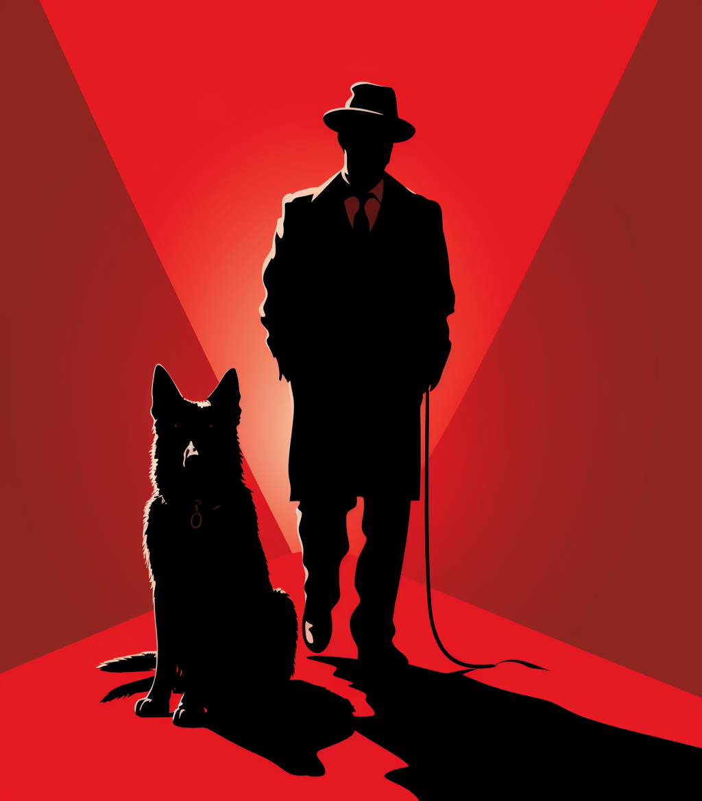 German Shepherd Dog Silhouette with Porkpie Hat