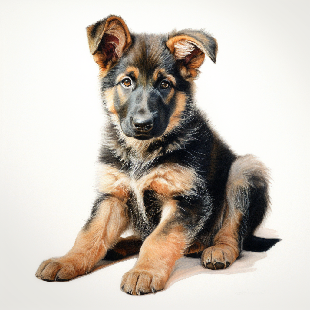 German Shepherd Puppy Pastel Illustration