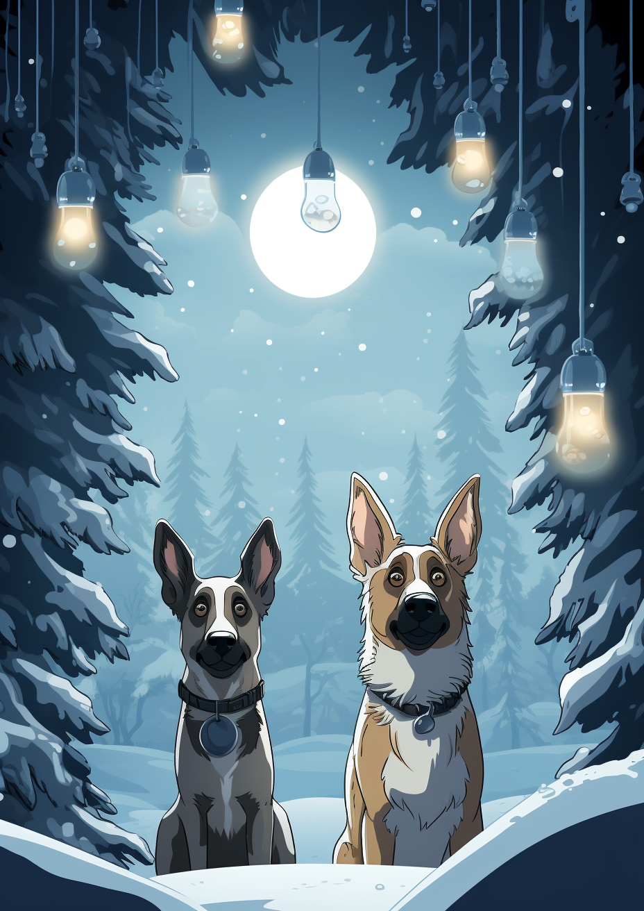 Ethereal German Shepherds in Christmas Concept Art