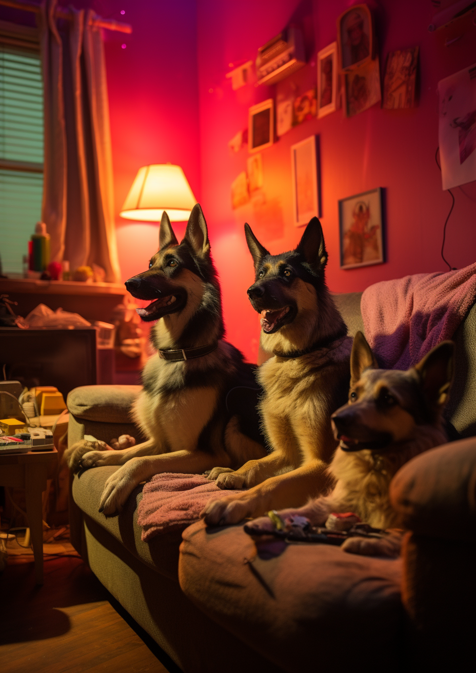 Adorable German Shepherds in a Christmas setting