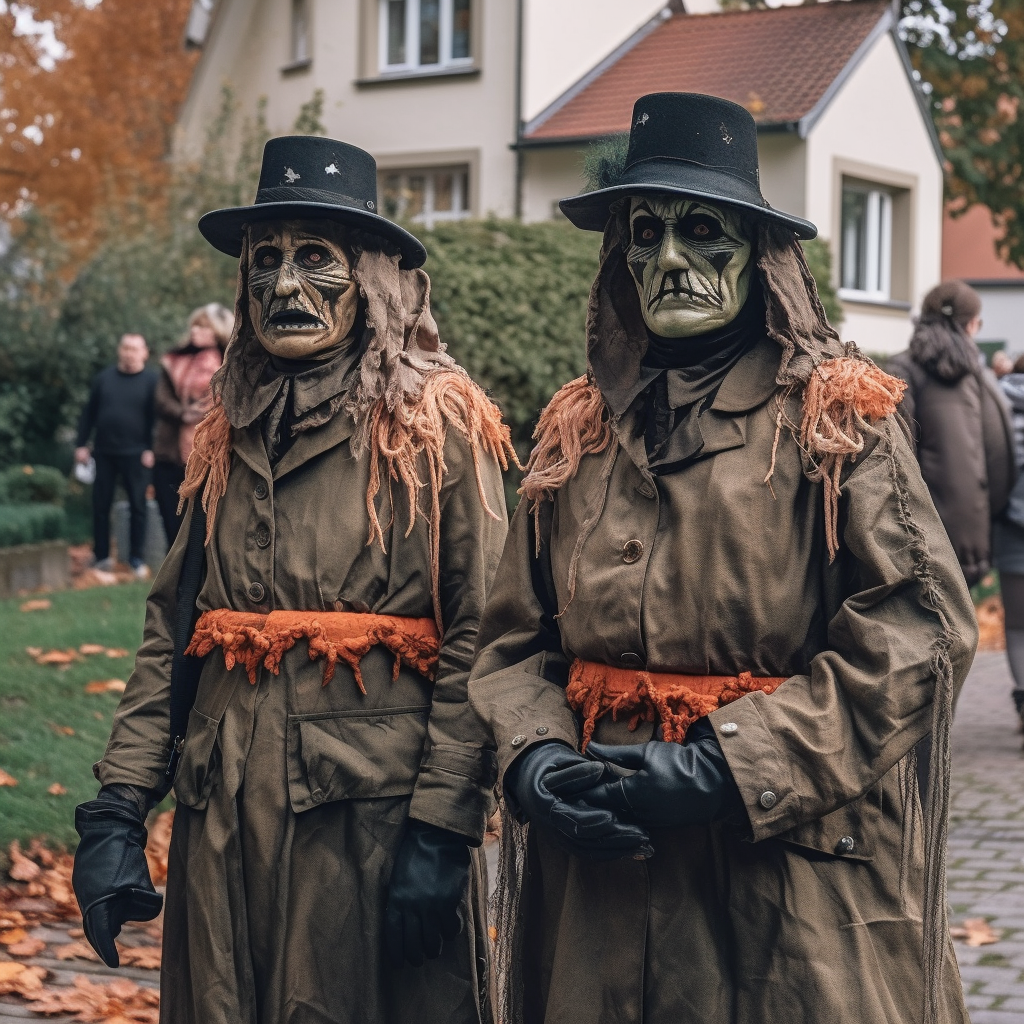 German Shepherds dressed for Halloween