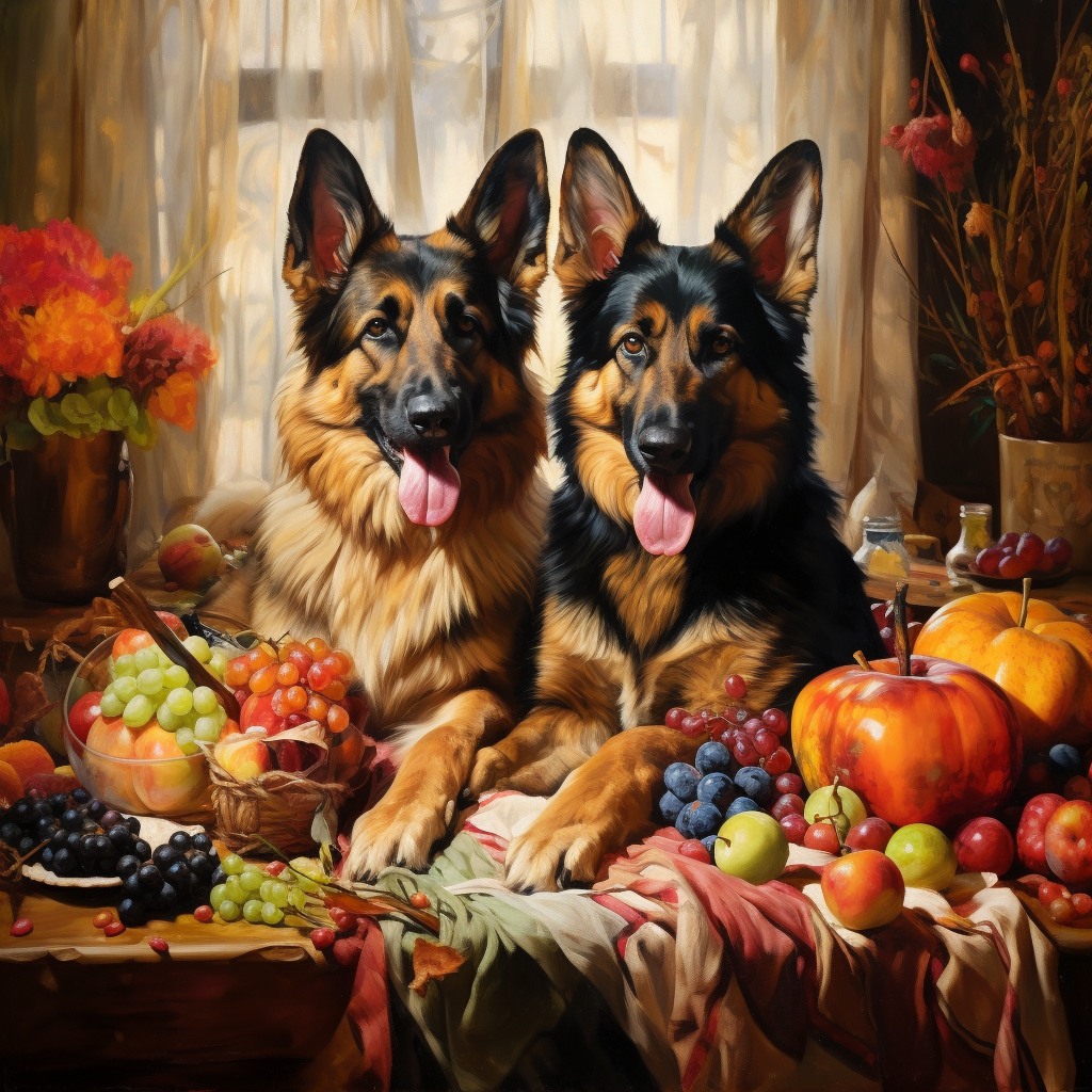 Beautiful German Shepherds in Thanksgiving Art