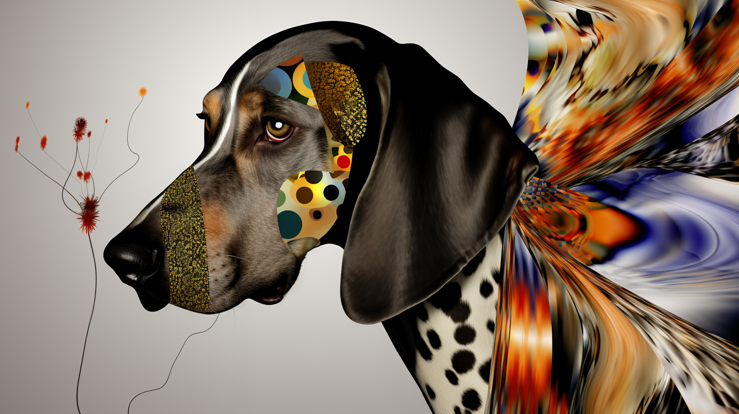 German short-haired pointer with vibrant Andy Warhol inspired style.