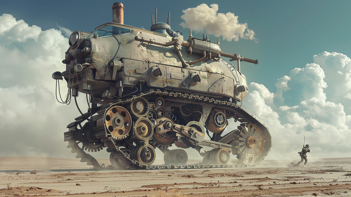 Giant German Steampunk Mech Walking