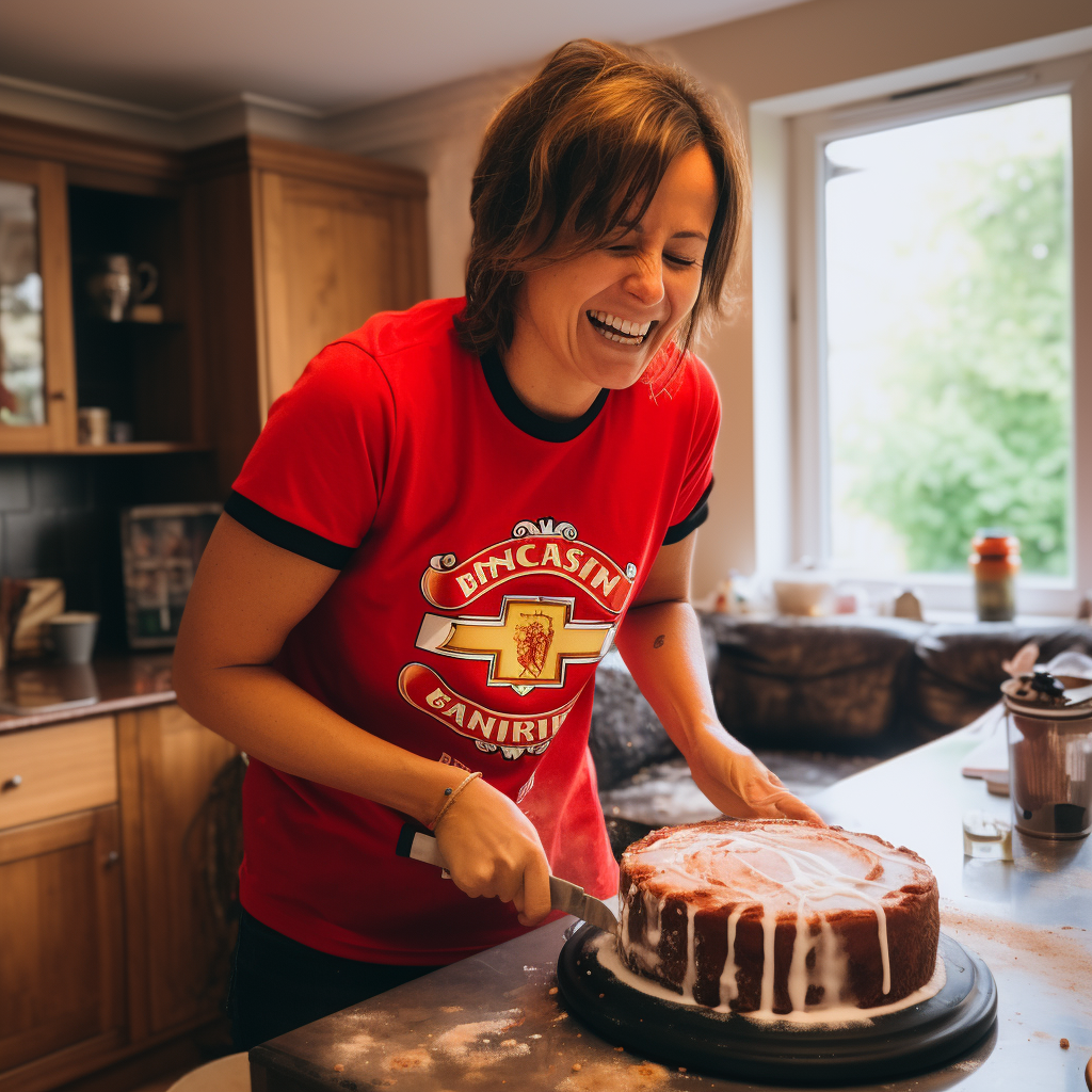 Smiling German Woman Baking Cake