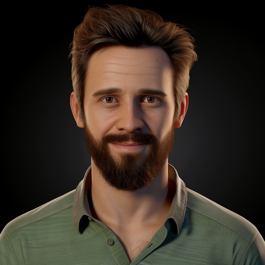 Smiling German Male in Olive Shirt