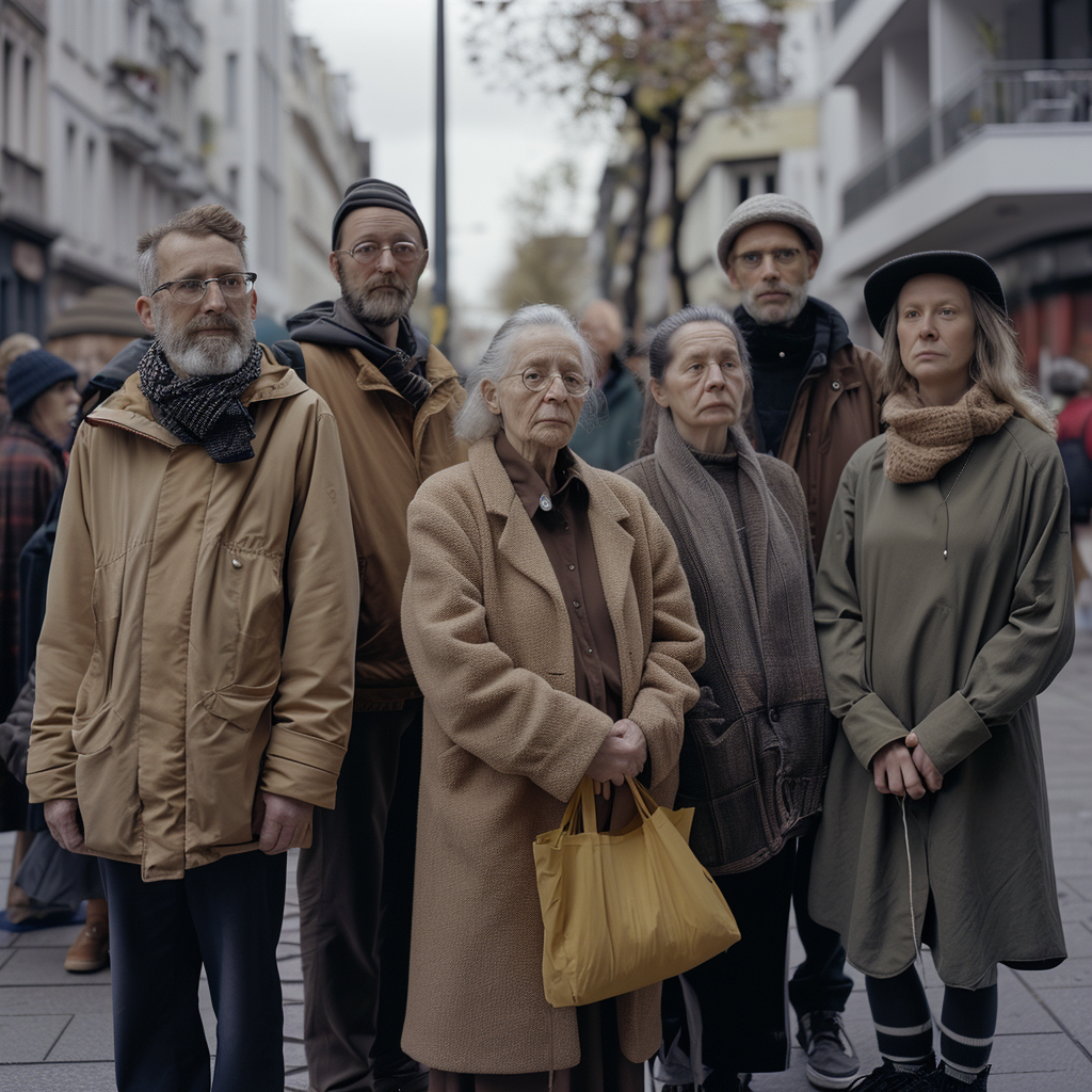 Group of People on German Street