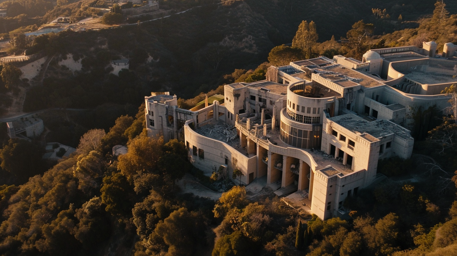 Aerial Footage of Getty Museum Ruins