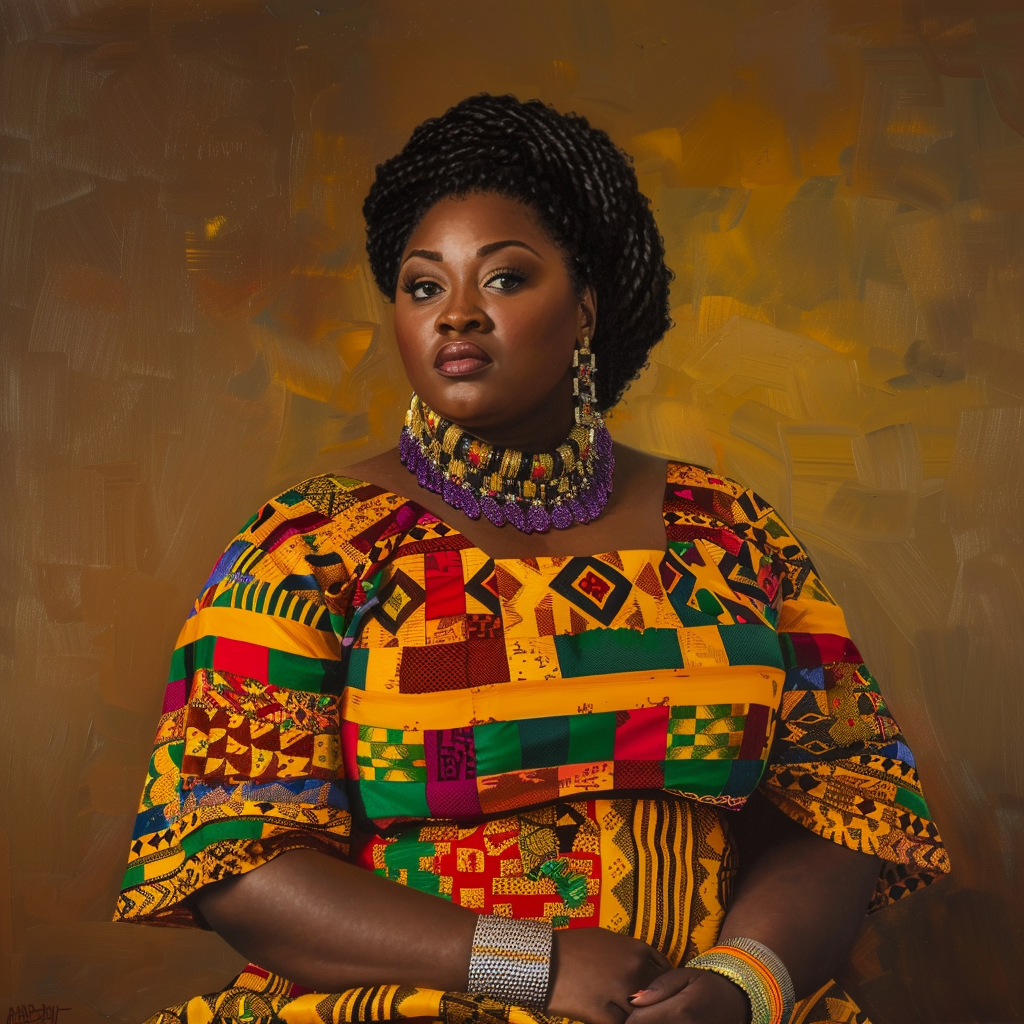 Ghanaian woman in traditional kente attire