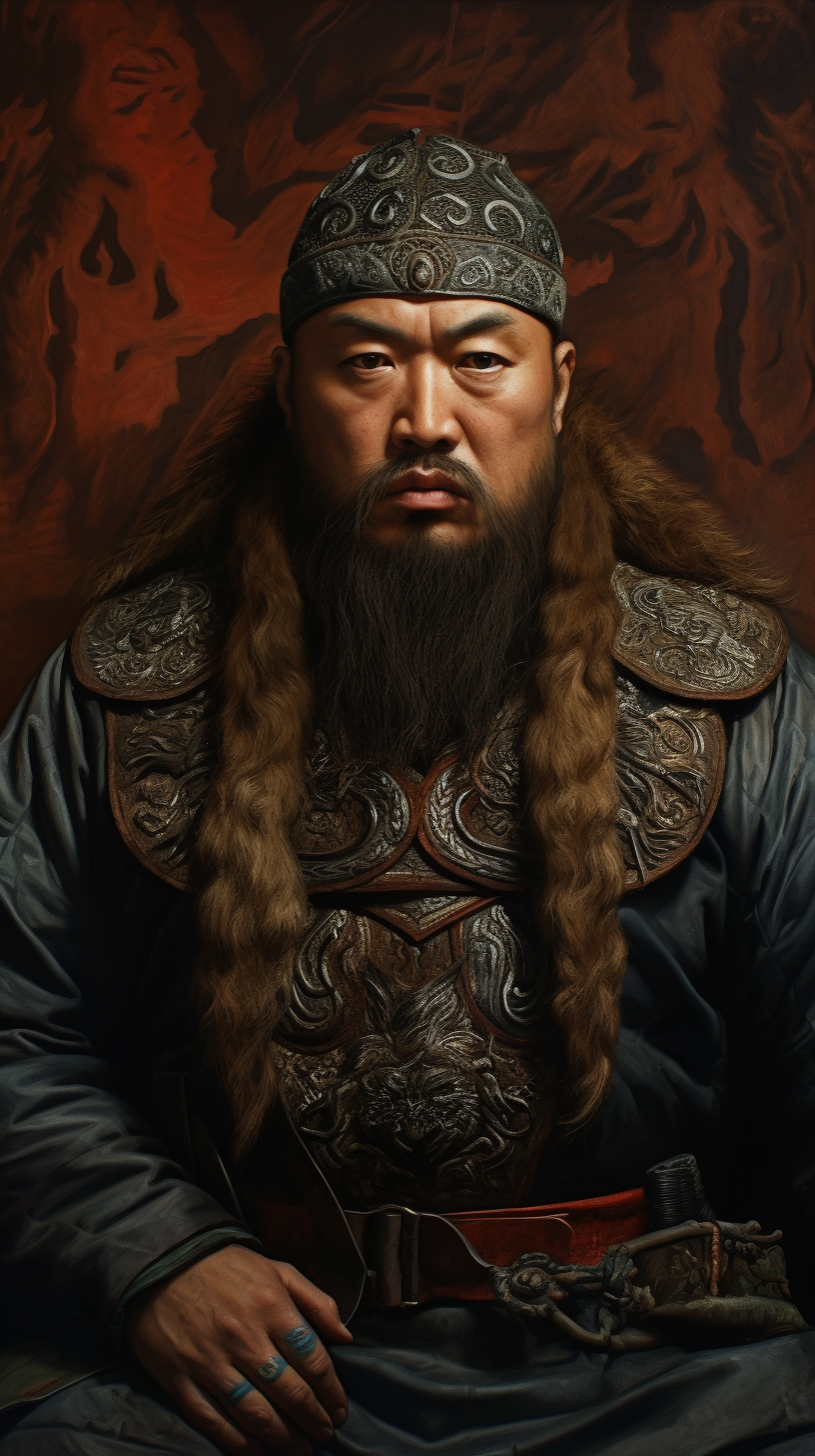 Hyper-realistic Ghengis Khan artwork