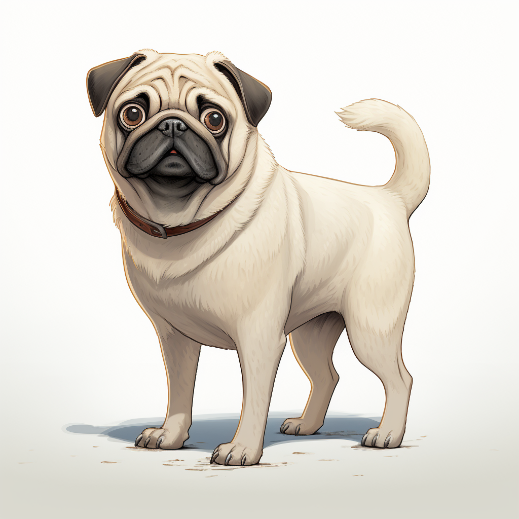 Adorable pug posing mid side angle