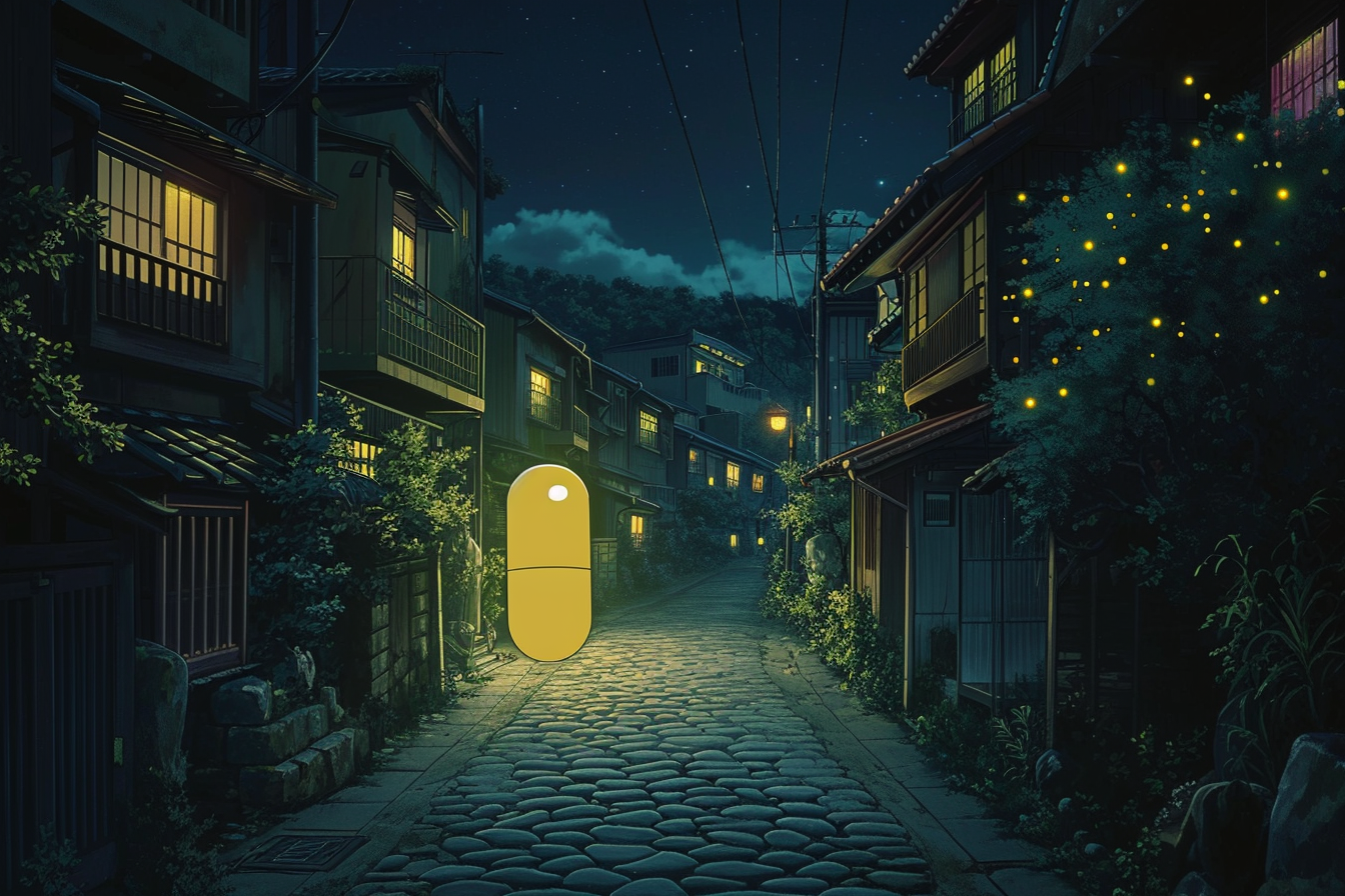 Studio Ghibli Anime Movie Yellow Pill Dark Town