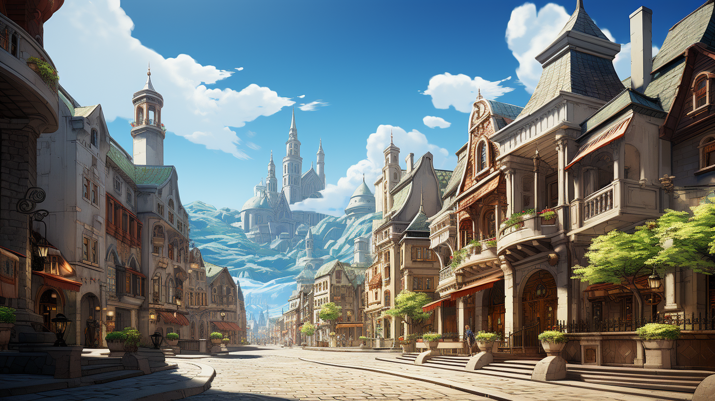 Stunning city in Ghibli Studio style