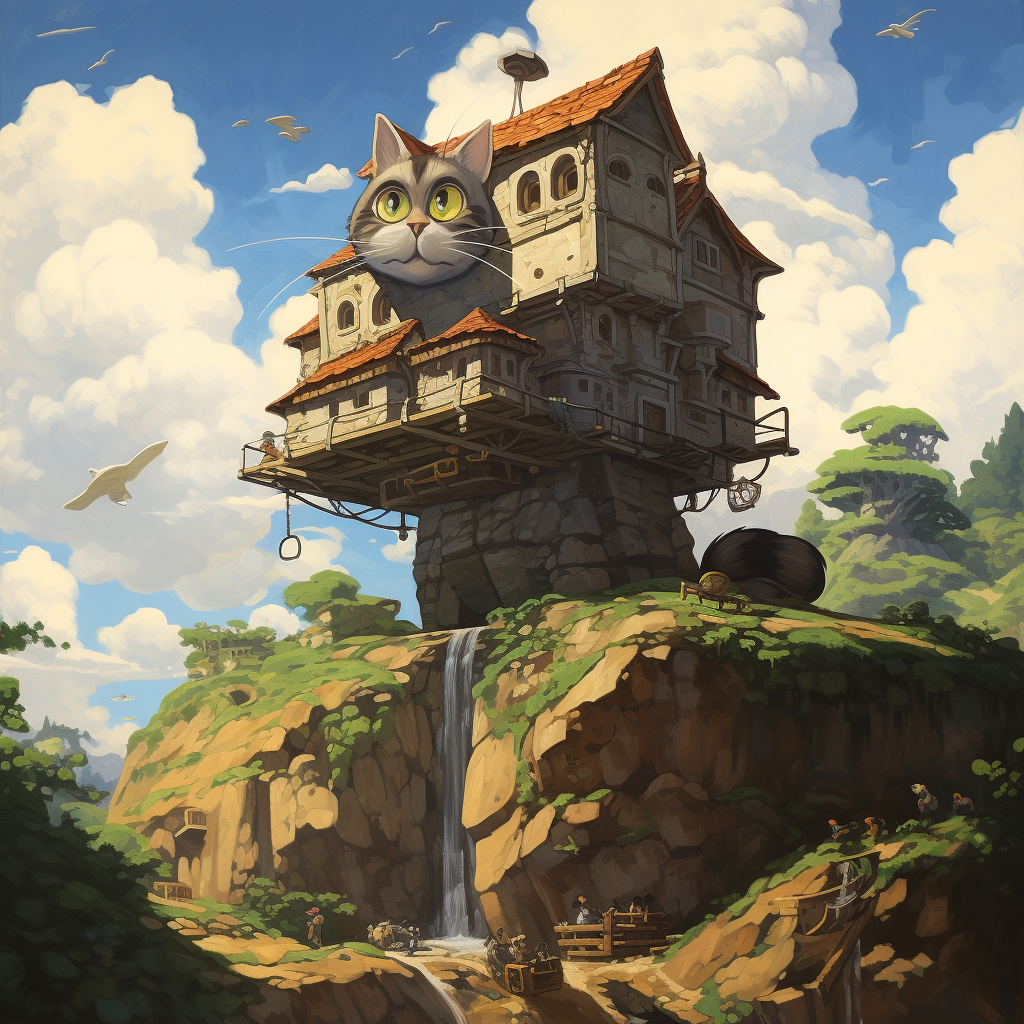 Ghibli Flying House Cat Fence