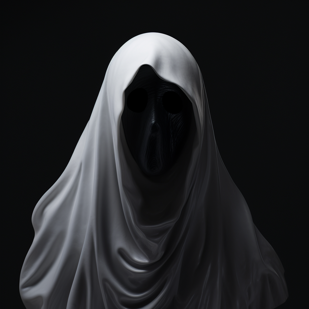 Spooky ghost face in black