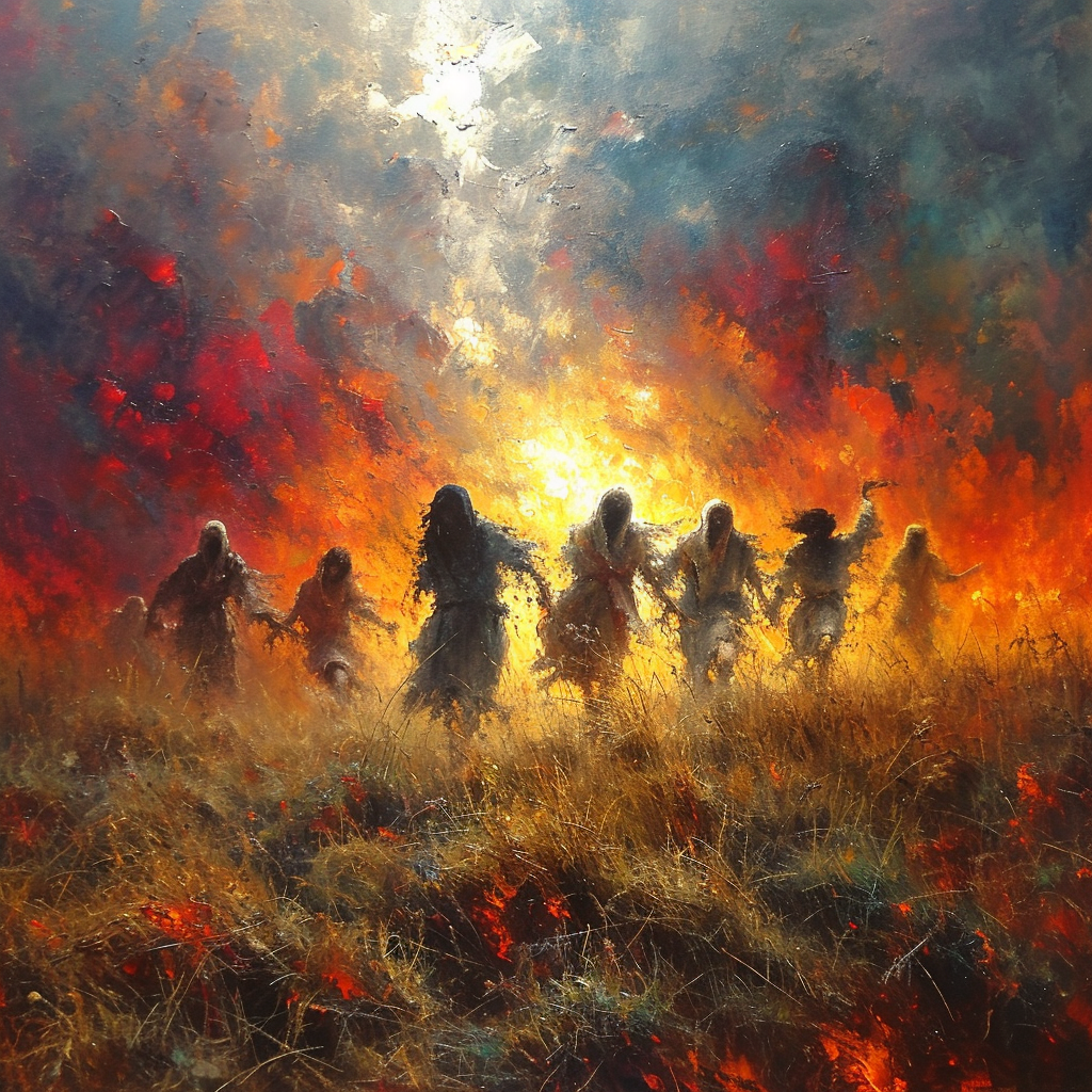 Ghost Dancers in Apocalyptic Sky Oil Impressionist