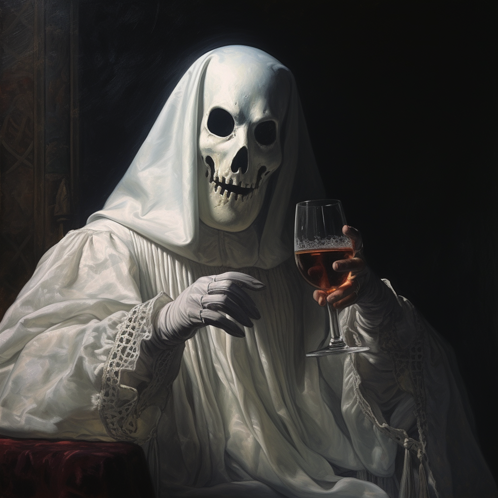 Ghost drinking wine in Renaissance painting