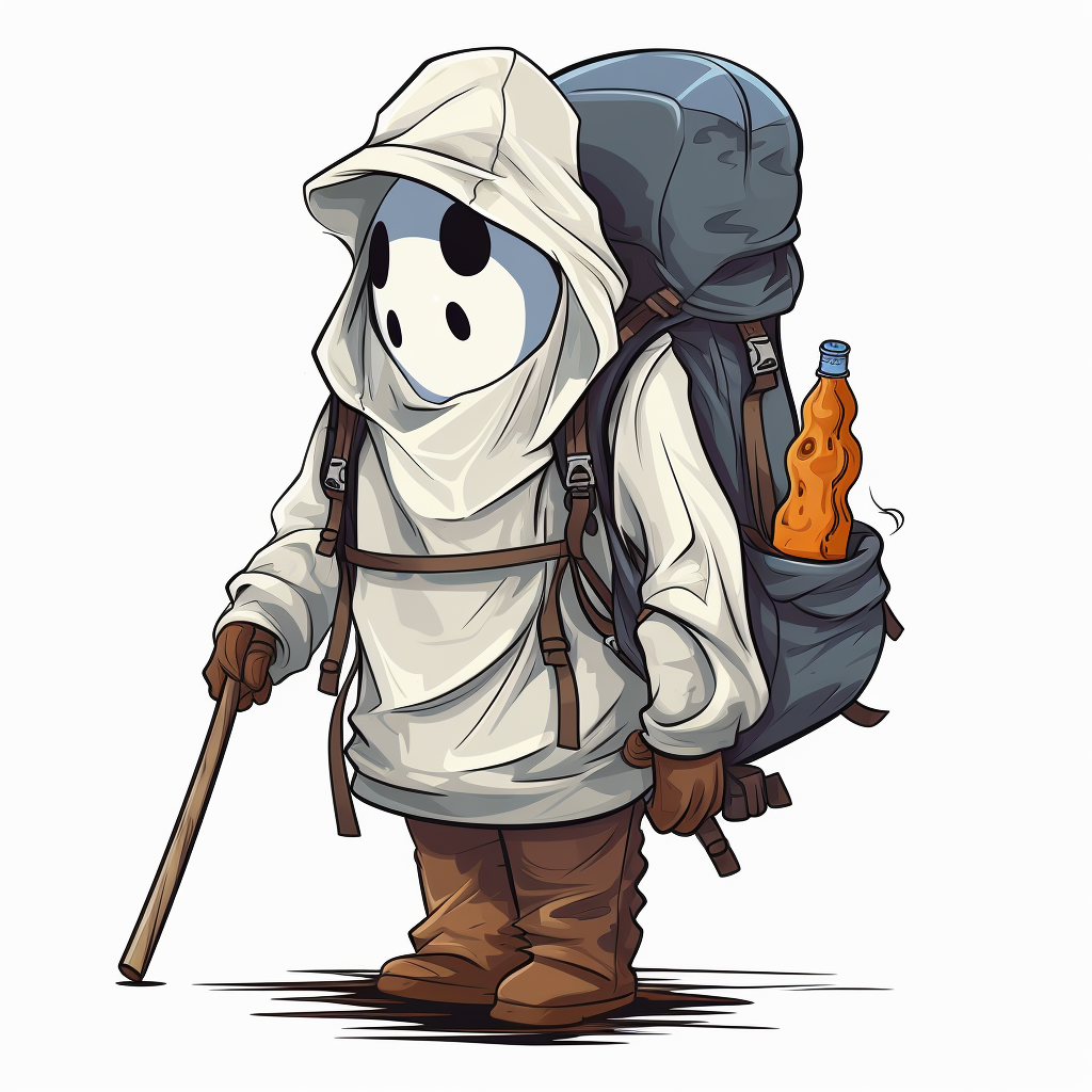 Cute ghost hiking with camping gear