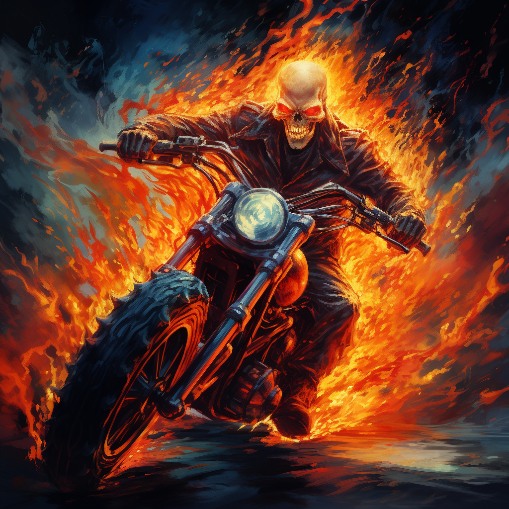 Ghost Rider on Motorcycle with Flames