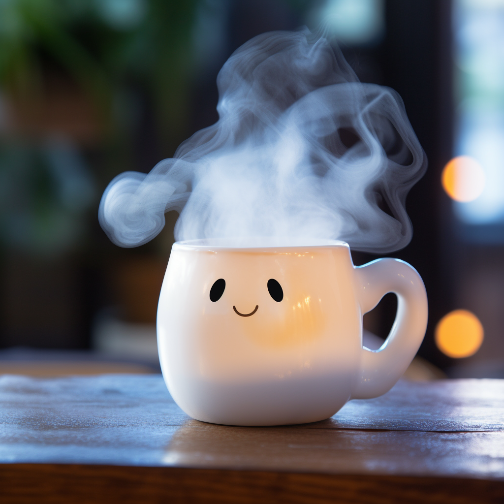 Kawaii ghost mug with steam