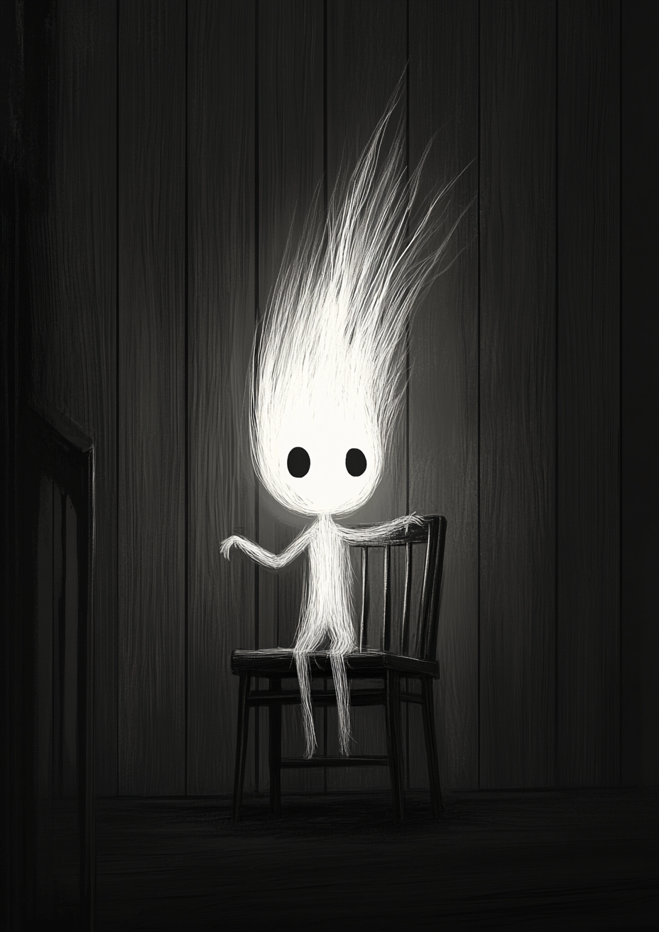 Ghostly child with flame hair