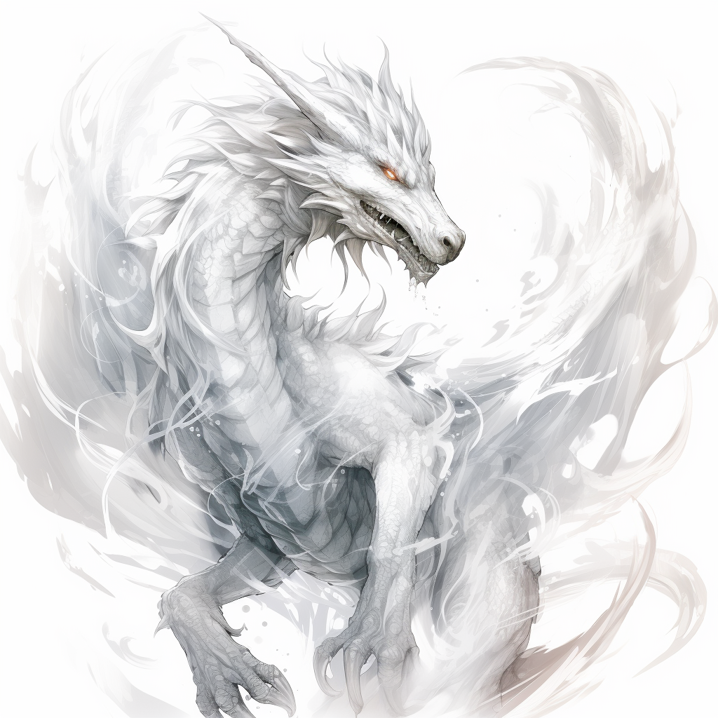 Ethereal dragon on a white background