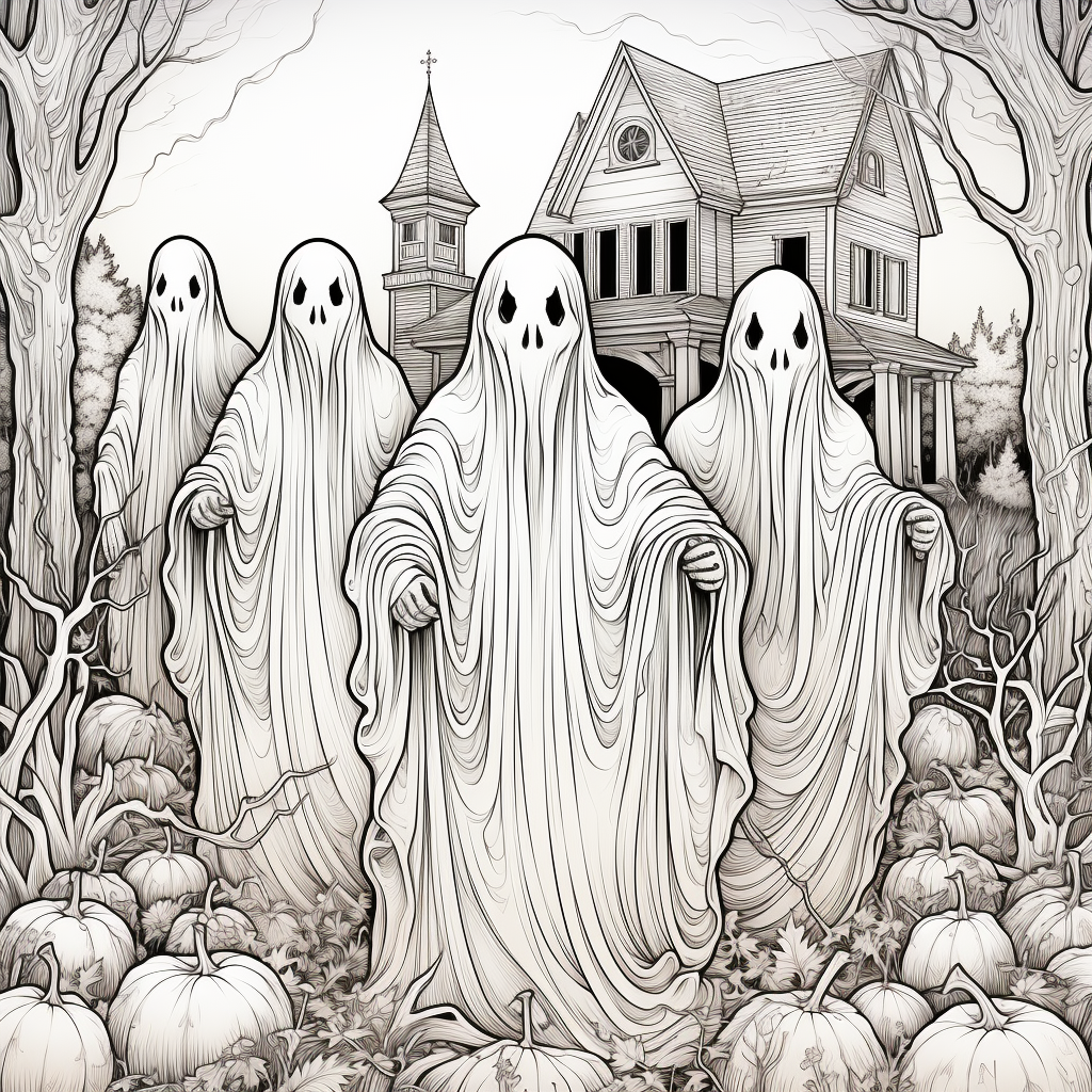 Ghosts coloring page for kids