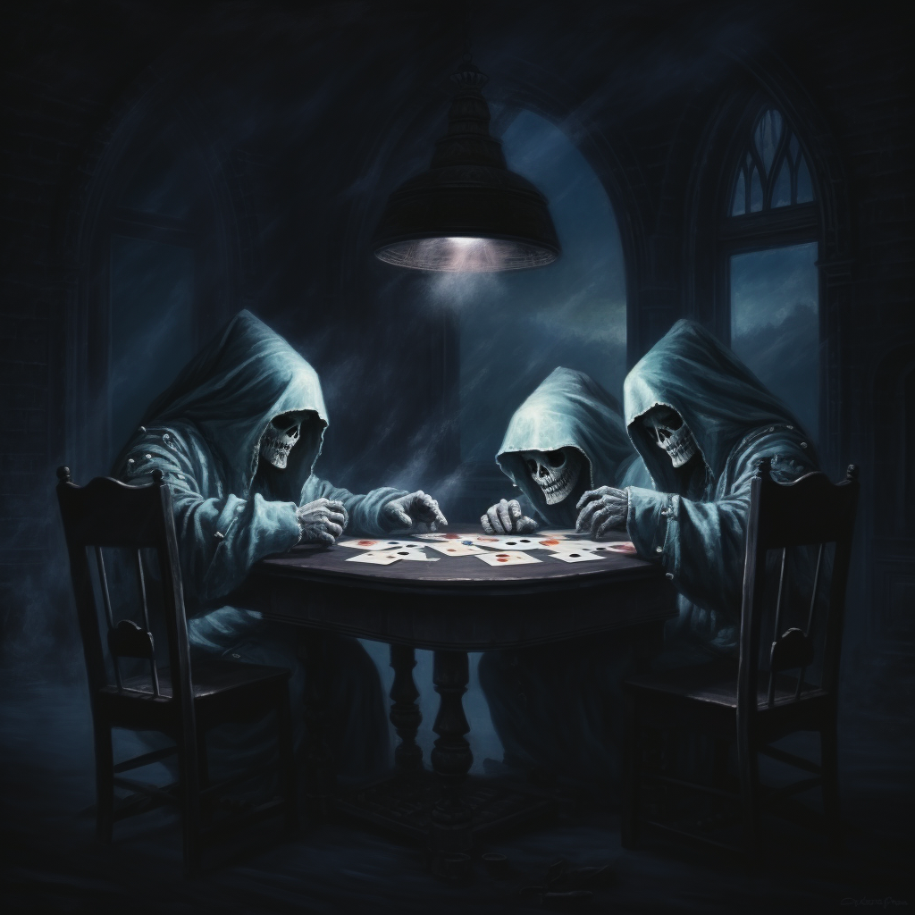 Ghostly poker players having a game