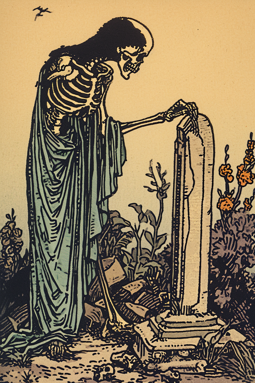 Ghoul near gravestone tarot card