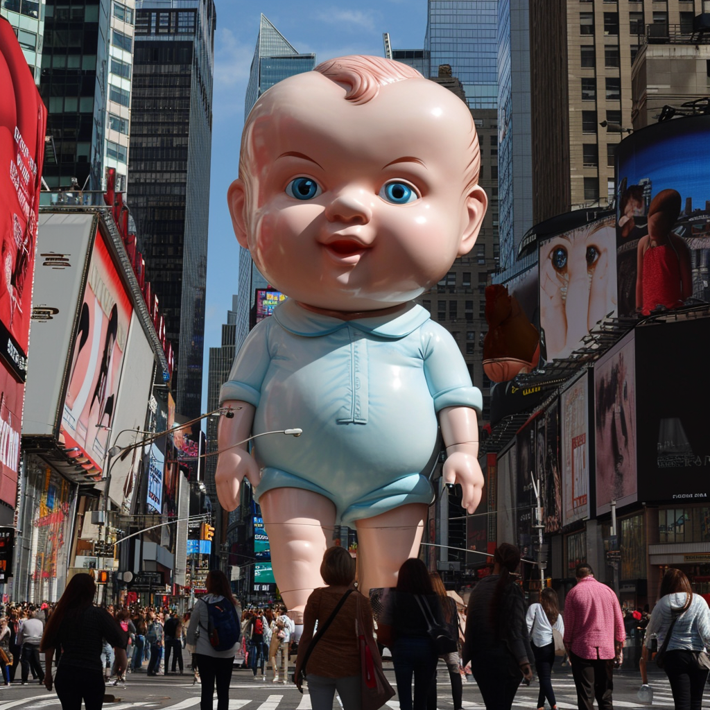 Giant Baby Walking in Times Square