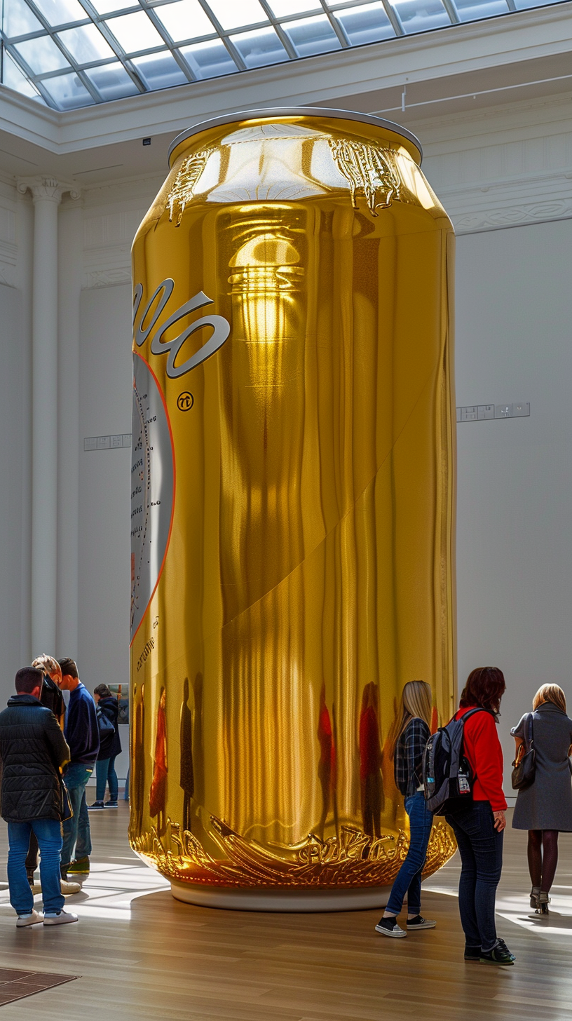 Beer can in museum exhibit