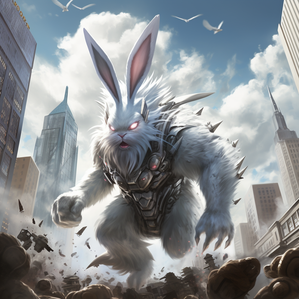 Adorable grey bunny wreaks havoc in the city