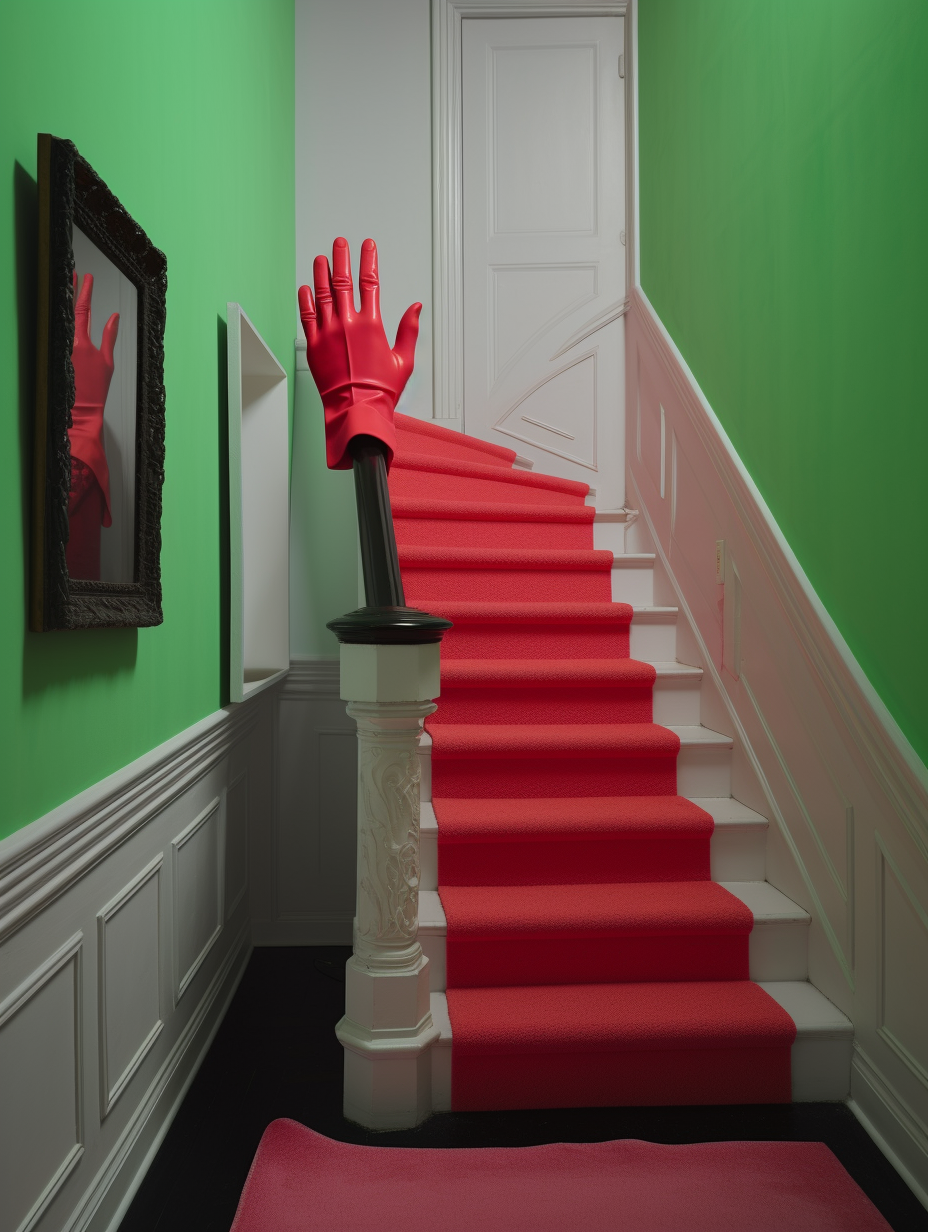 Giant Hand Painting with Red Gloves and Stockings