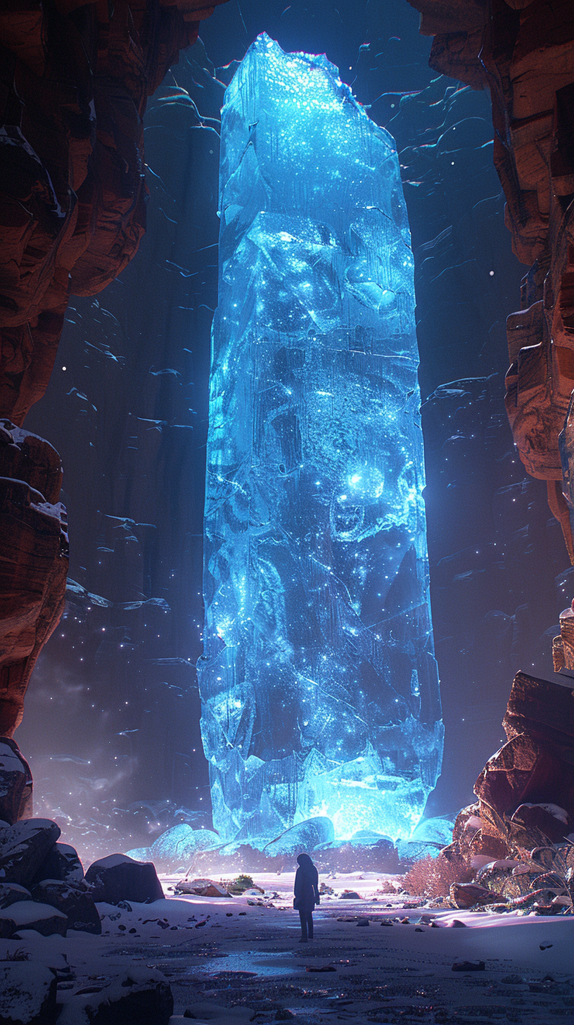 giant ice shard underwater scene