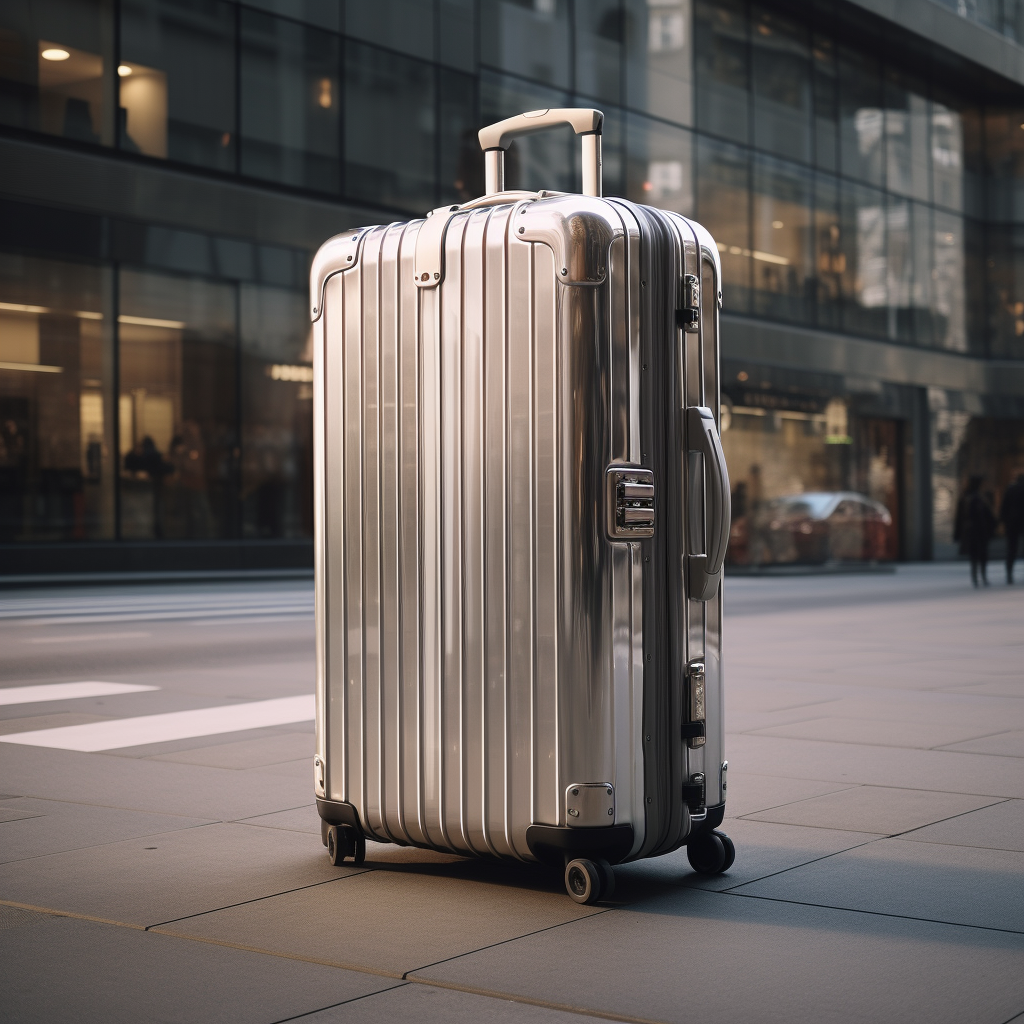 Giant iPhone and Rimowa Suitcase