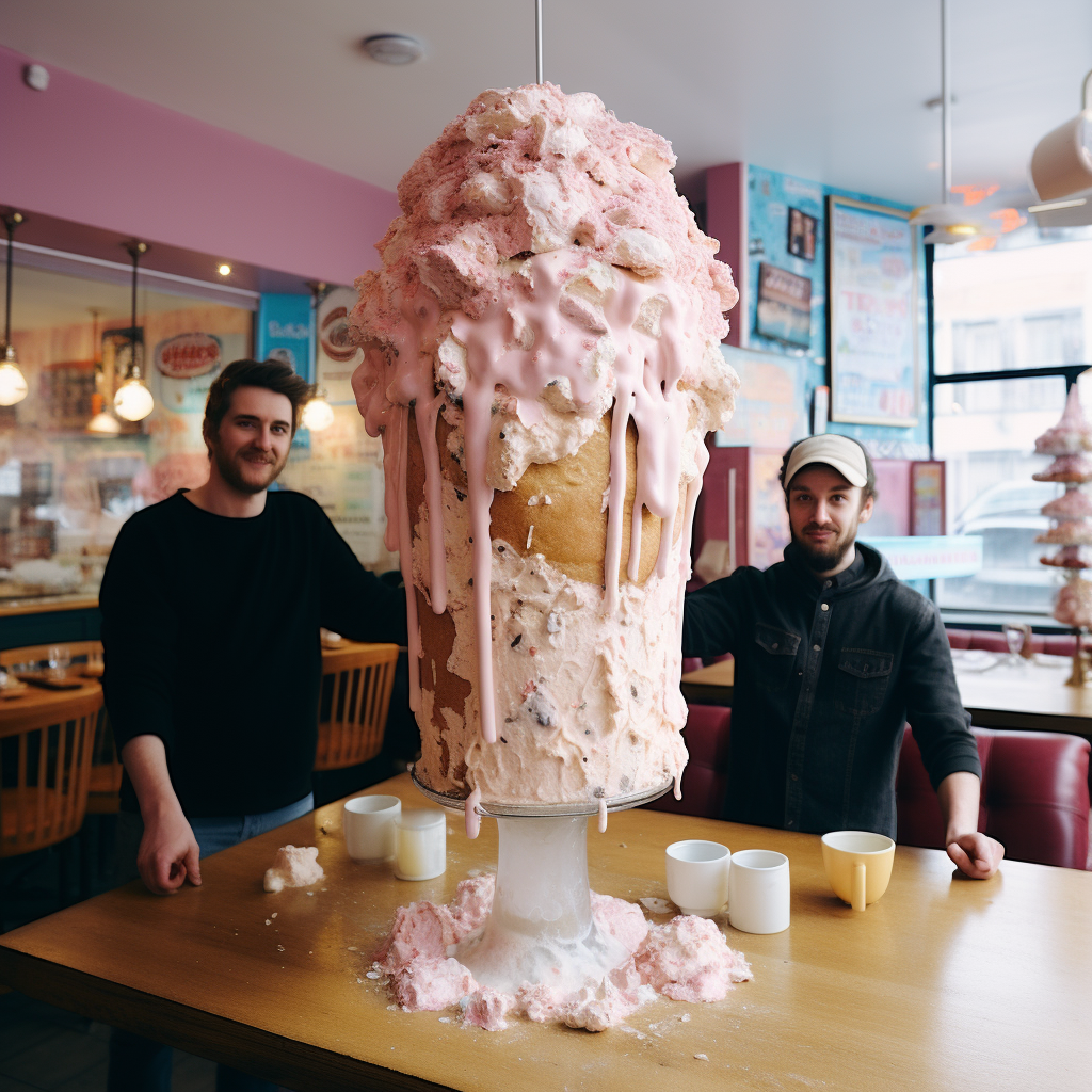 Delicious giant milkshake at a restaurant