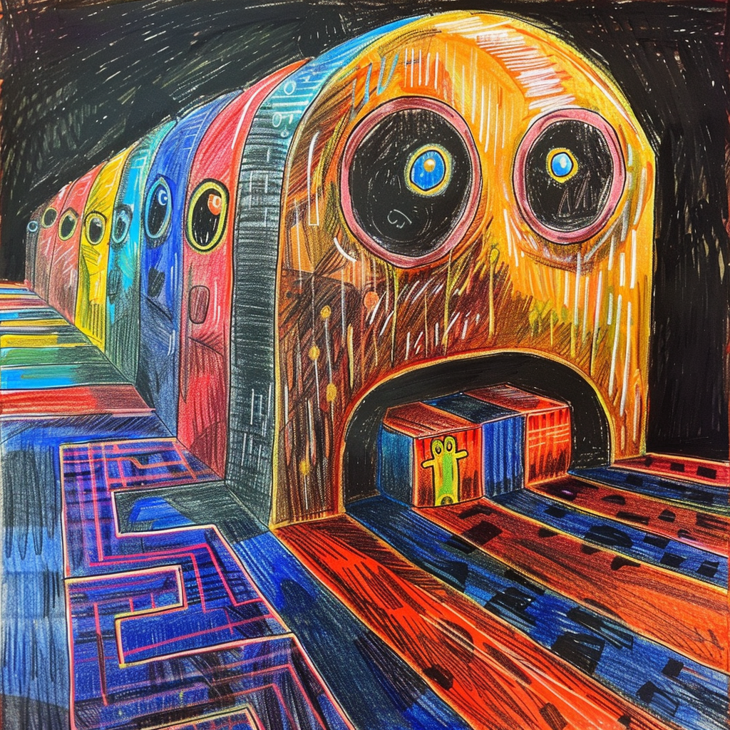 giant pac-man eating ghosts sketch