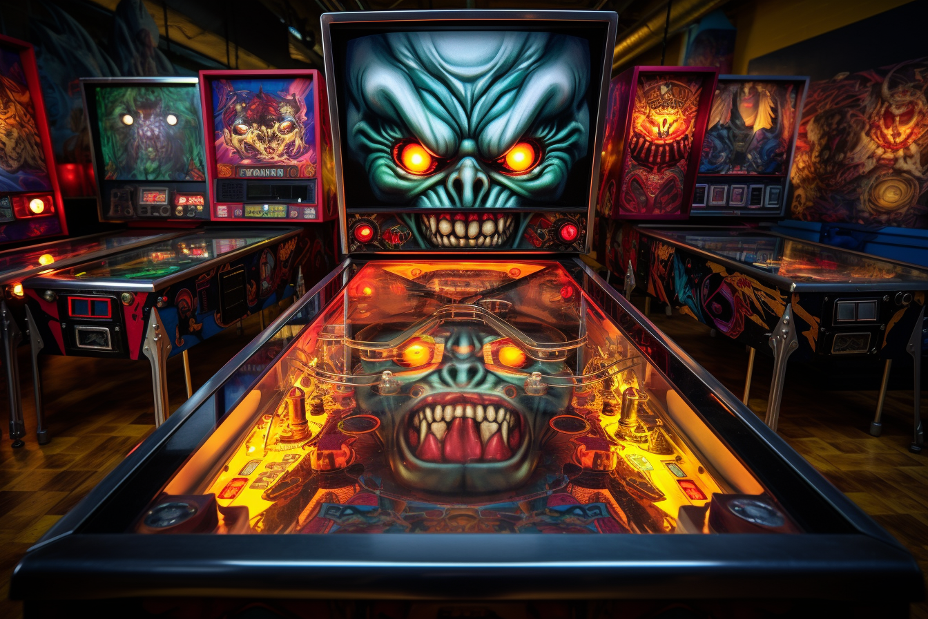 Demonic pinball in arcade machine