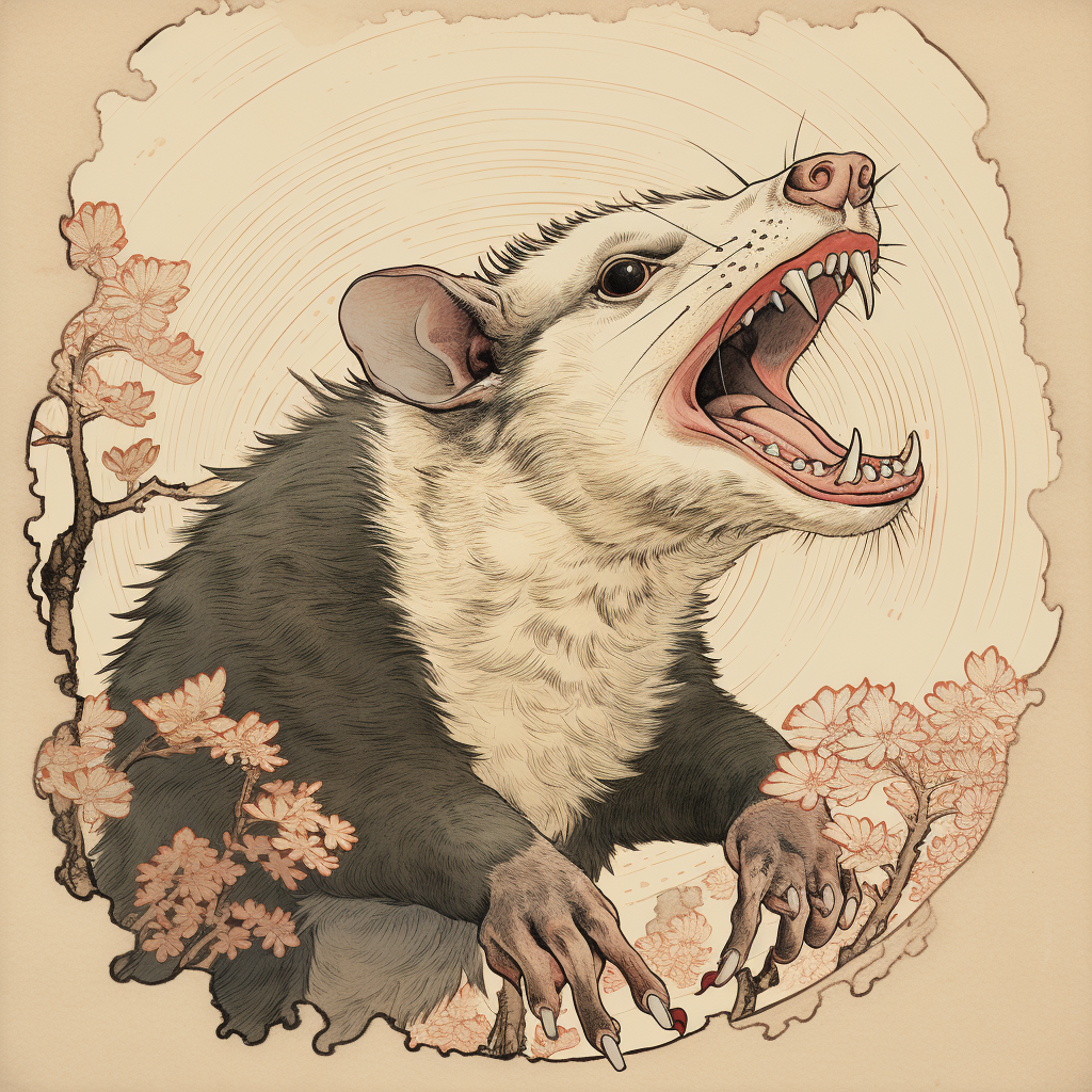 Ancient Japanese art of a giant possum