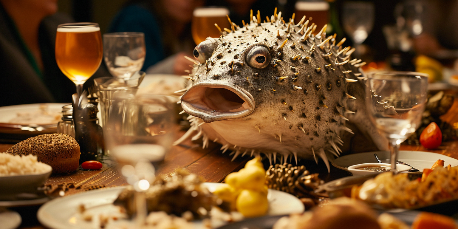 Giant Pufferfish Christmas Lunch Party