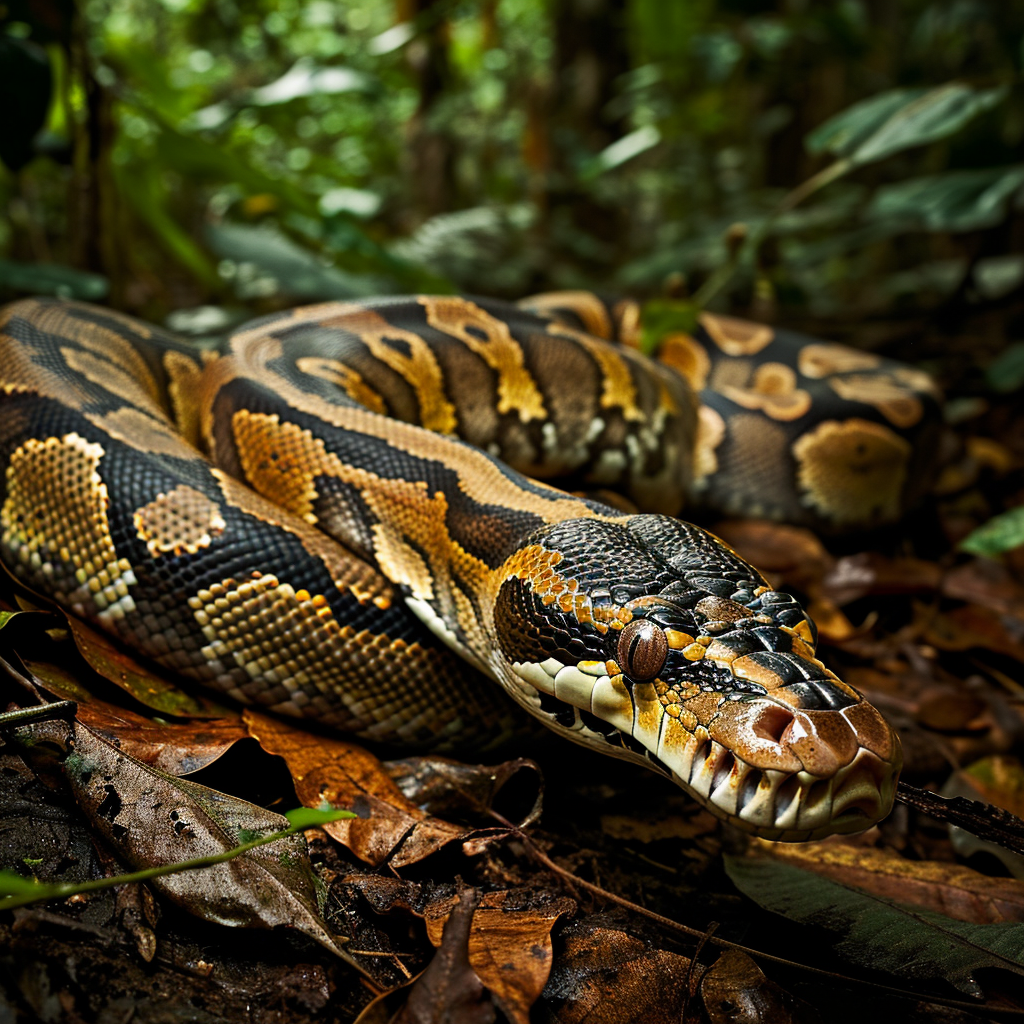 Giant Python in Amazon Rainforest