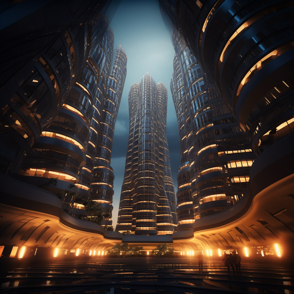 Awe-inspiring skyscraper worms eye view image