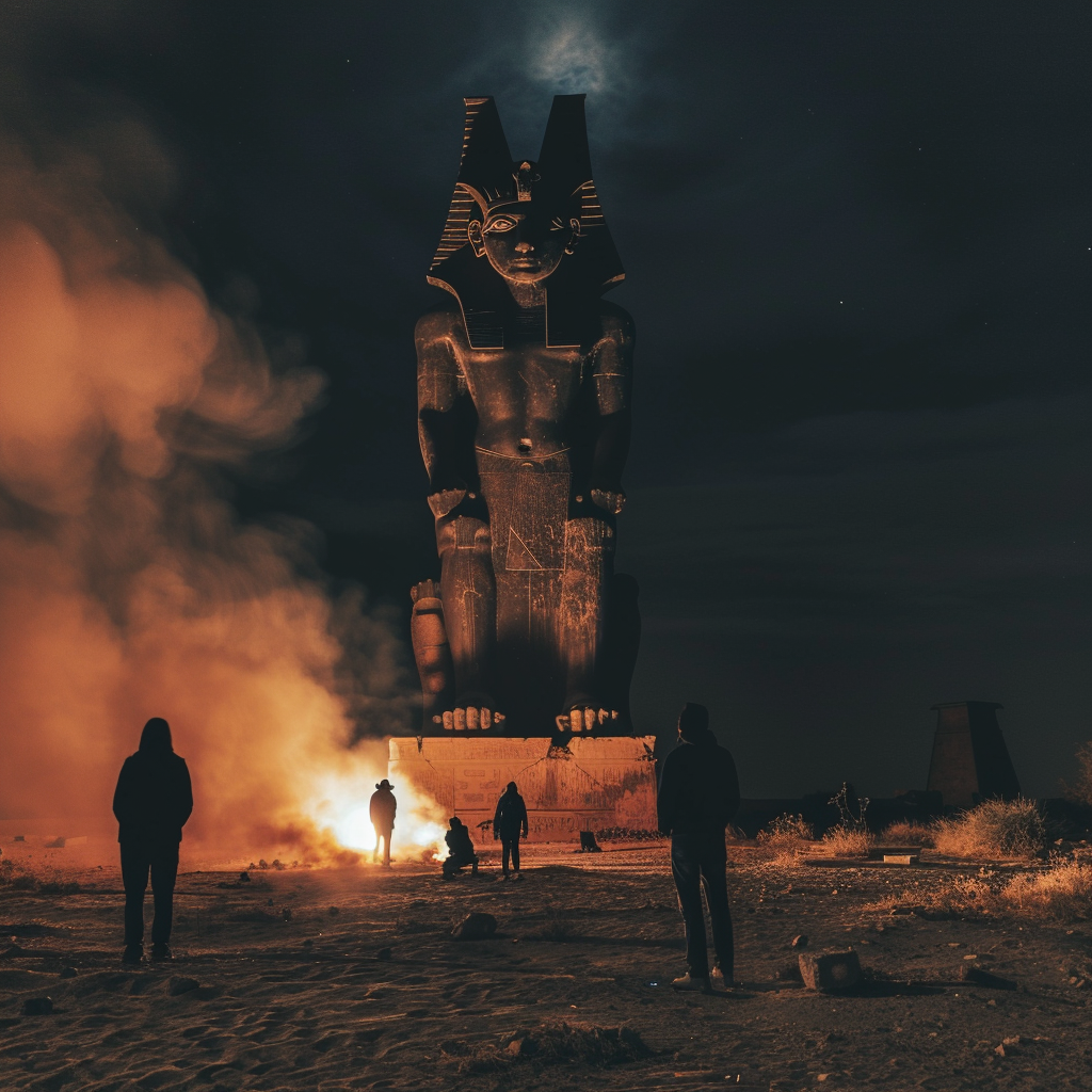 Anubis statue in Egyptian desert