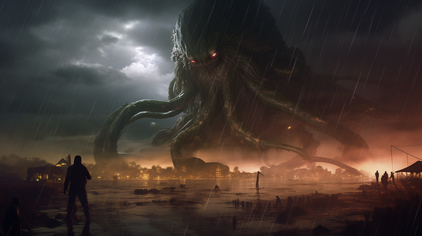 Terrifying giant tentacles above swamp