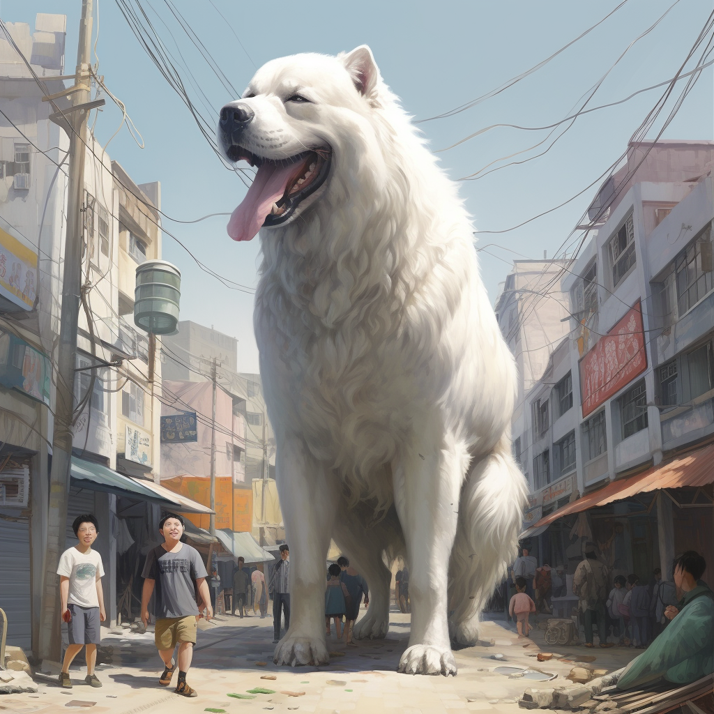 Cute giant white dog from South Korea